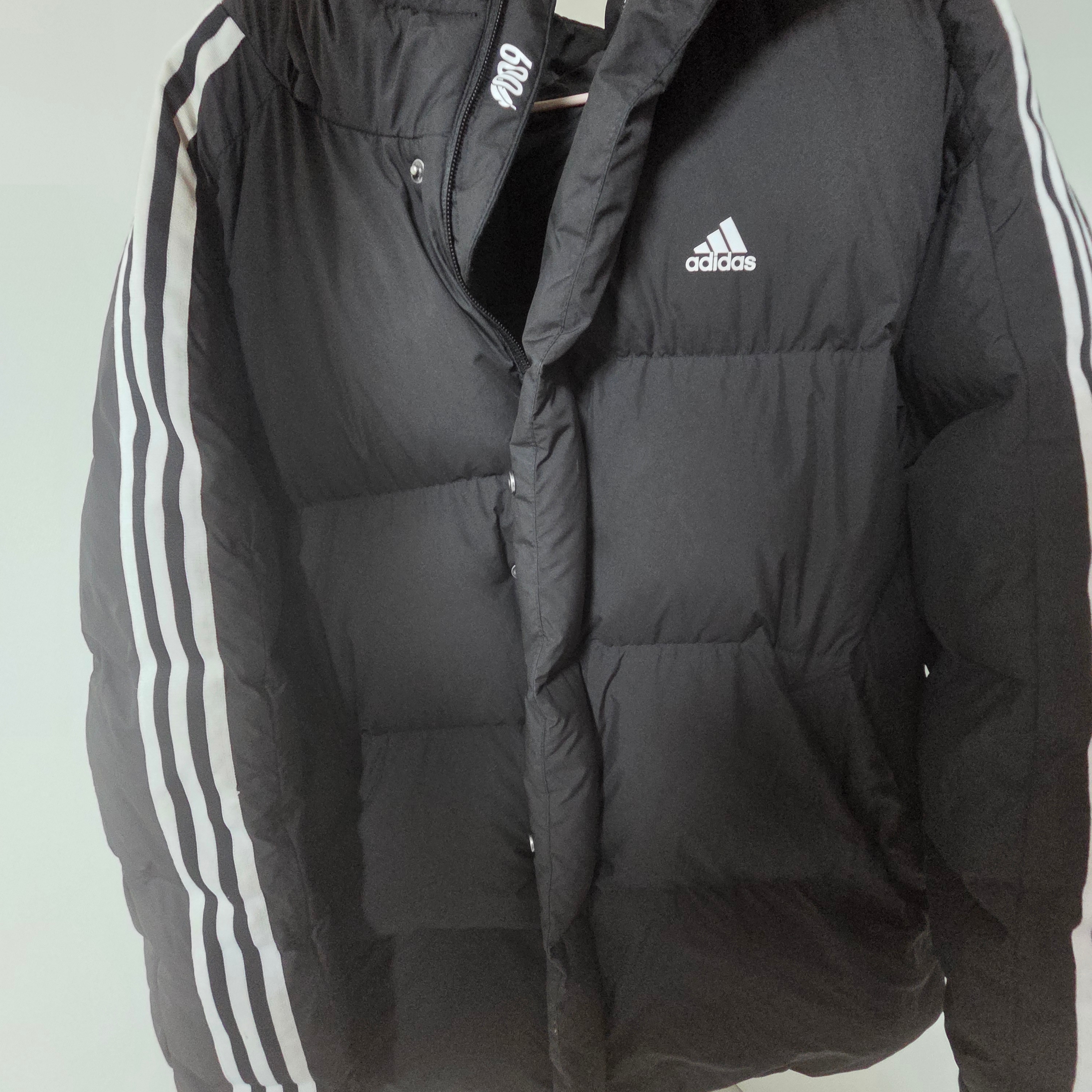 Adidas 3S Puff Down Jacket Black - KR sizing 착용 스타일