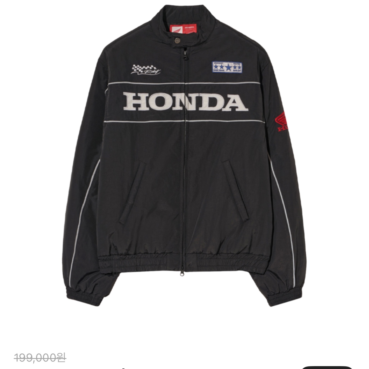 Honda Piping Motorcycle Blouson Jacket Black, NewJeans x Murakami Plush Keyring Flower 착용 스타일 - 1