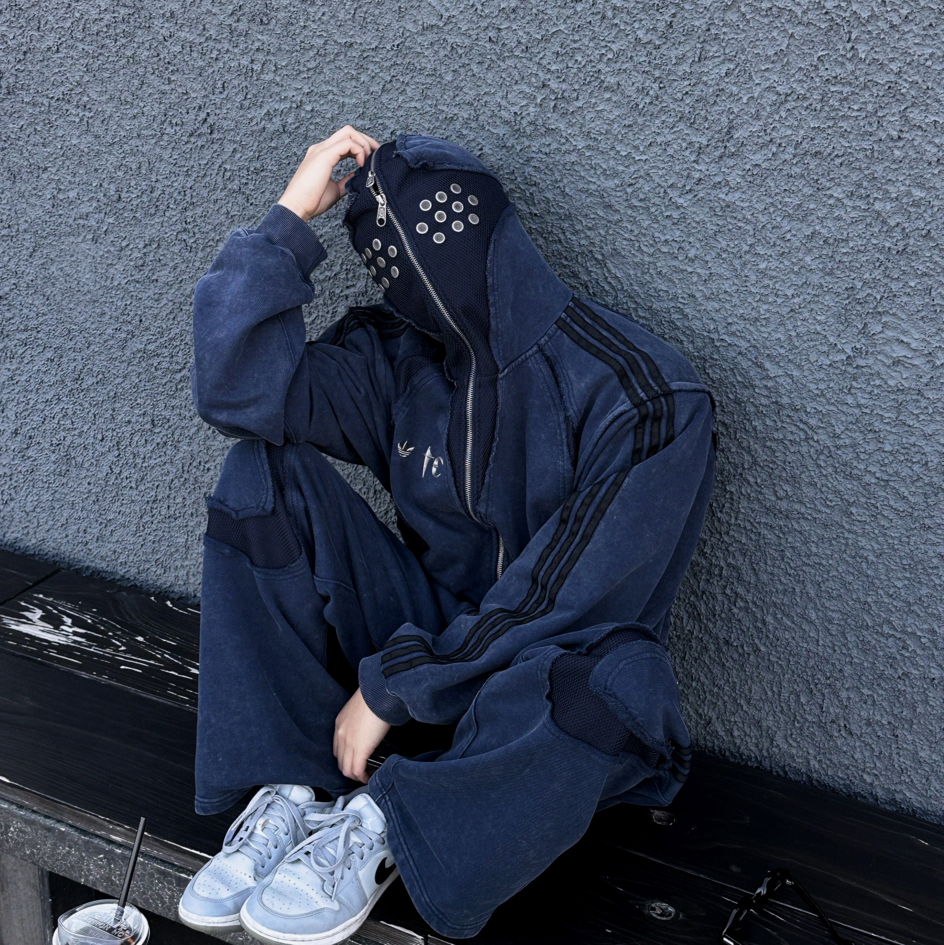 Adidas x Thug Club Teamgeist Sweat Hooded Zip Up Night Indigo - KR Sizing, Adidas x Thug Club Teamgeist Sweatpants Night Indigo - KR Sizing 착용 스타일