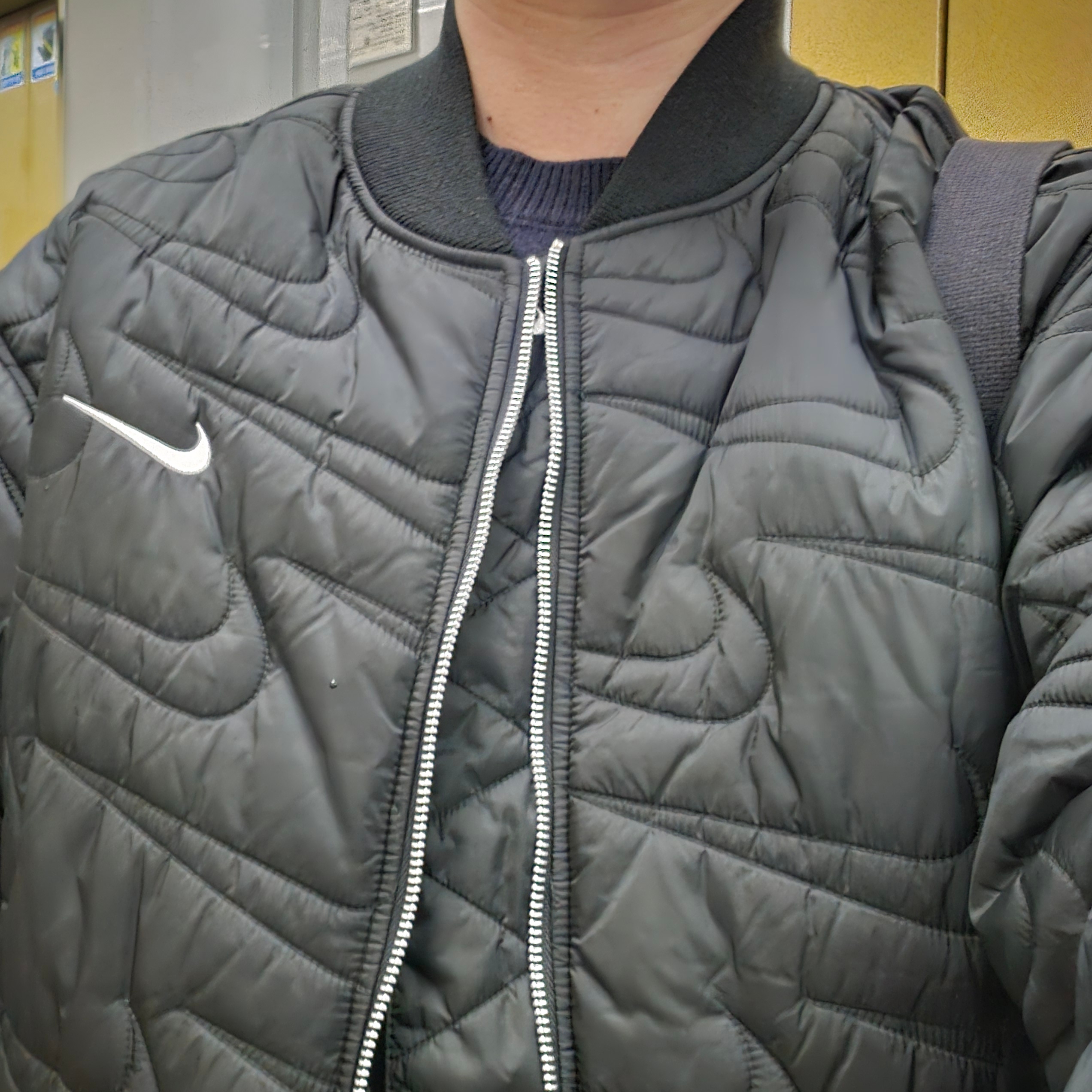 Nike NSW Swoosh Quilted Jacket Black - Asia 착용 스타일