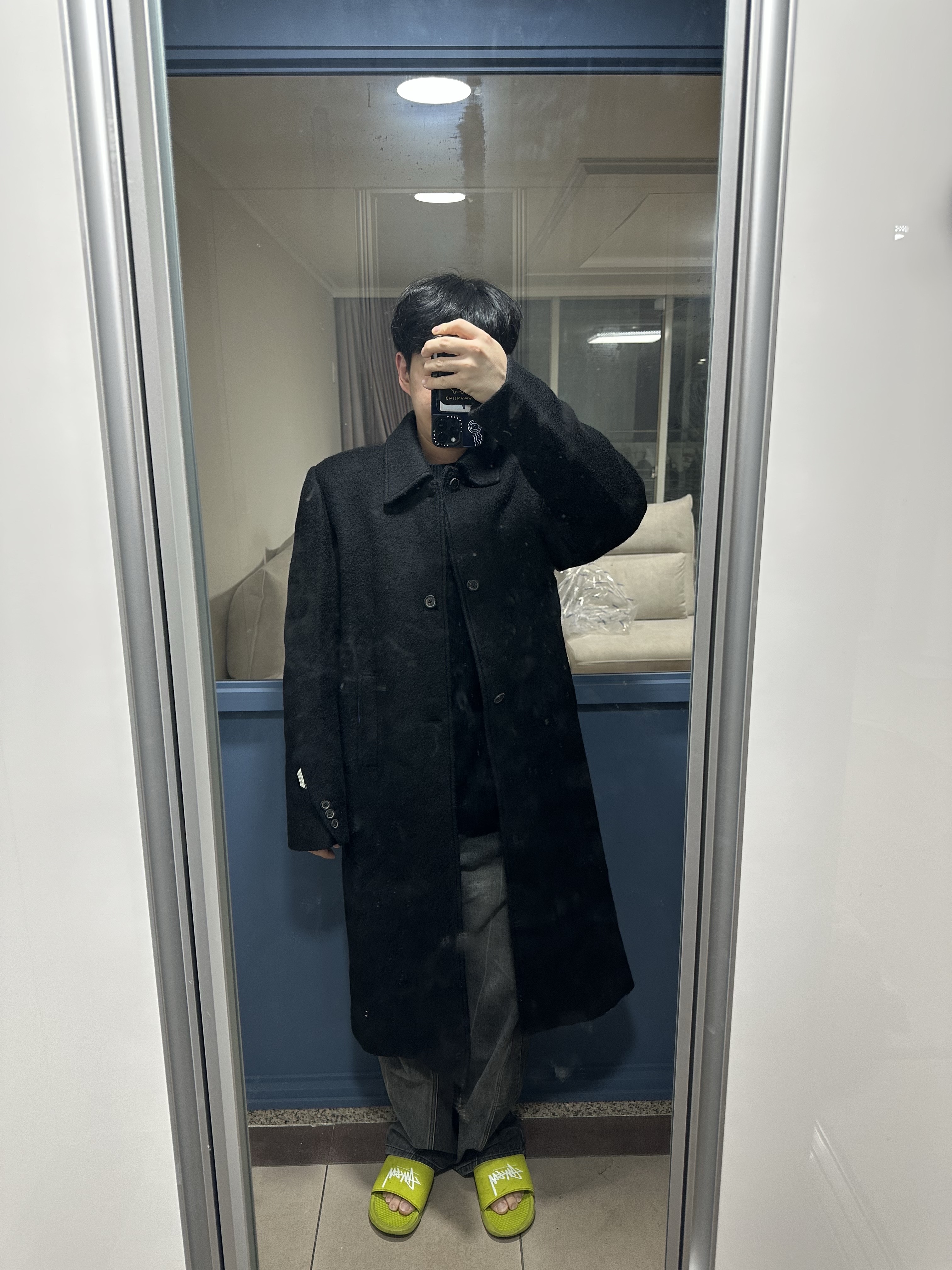 Ader Error Edin Coat Noir 착용 스타일