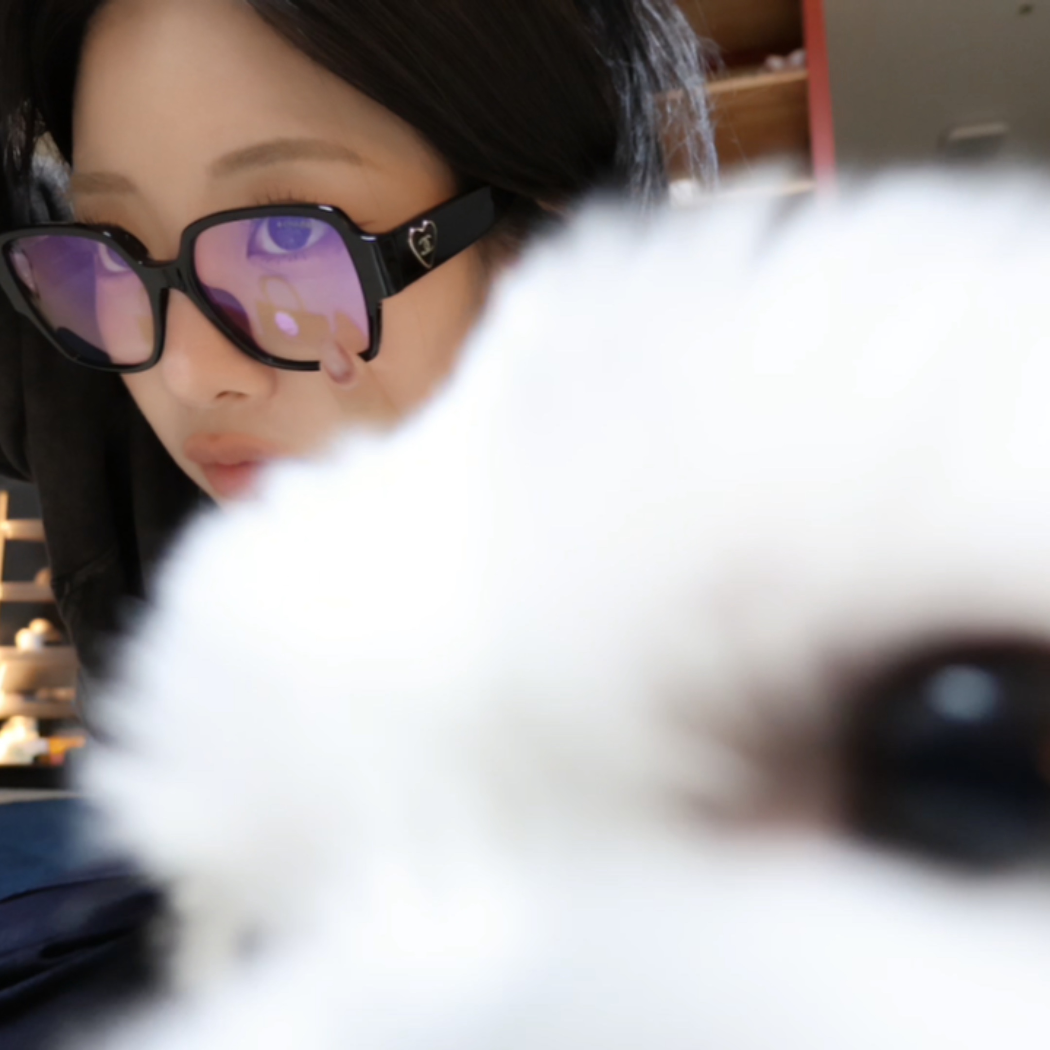 Chanel Square Blue Light Glasses Acetate & Black International Fit 착용 스타일 - 2