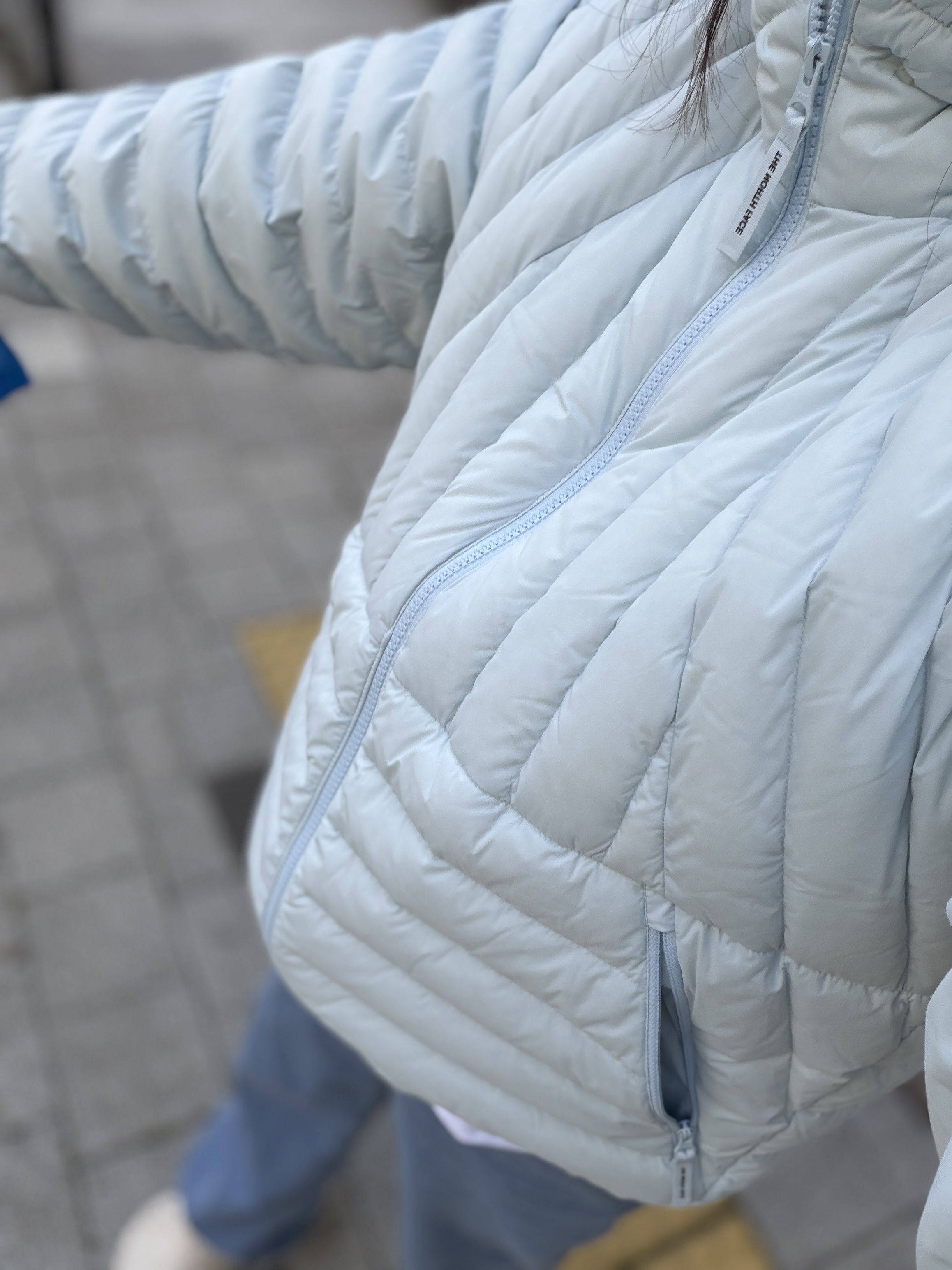 The North Face Coreline Down Jacket Light Blue - 25FW 착용 스타일