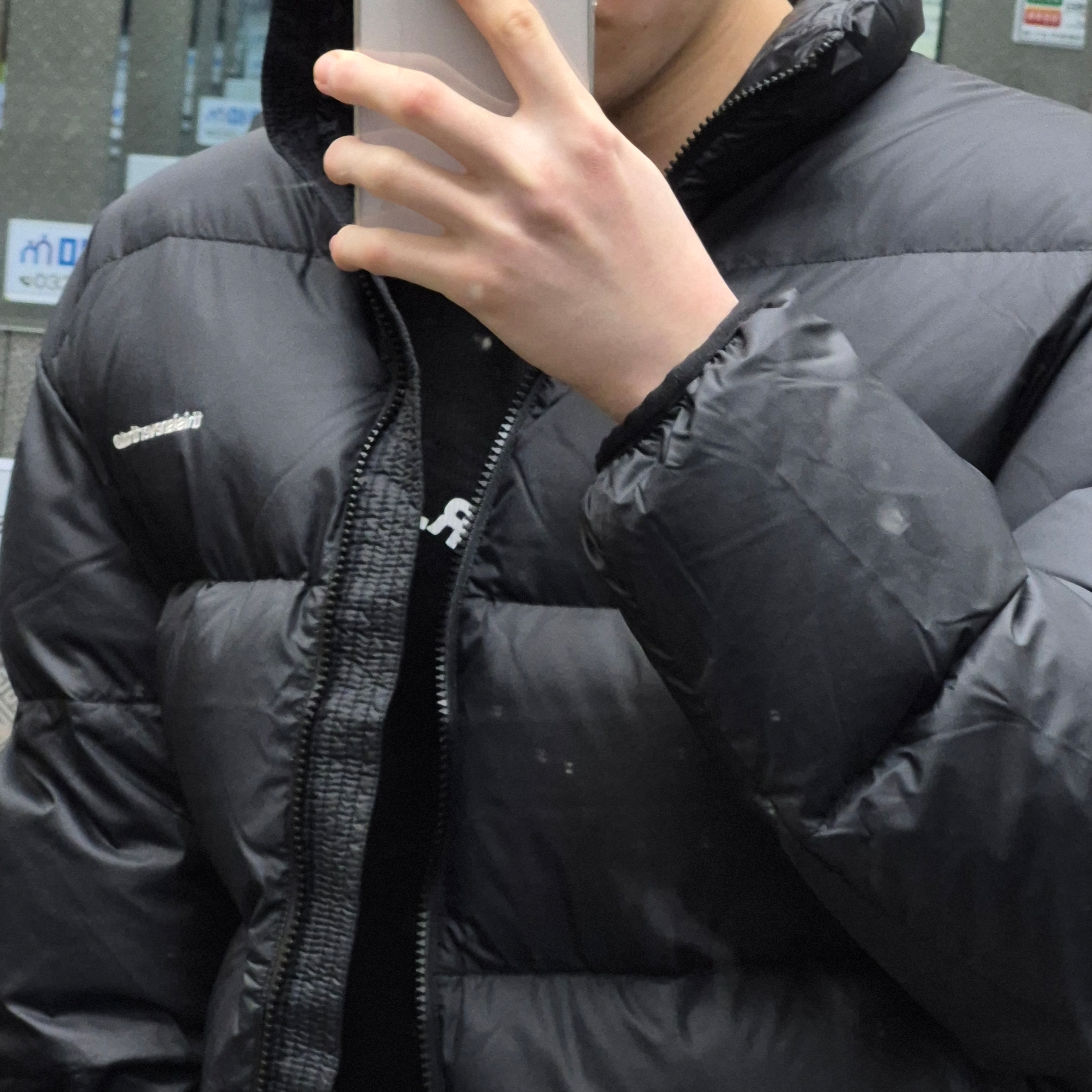 Thisisneverthat Pertex T Down Jacket Black 착용 스타일