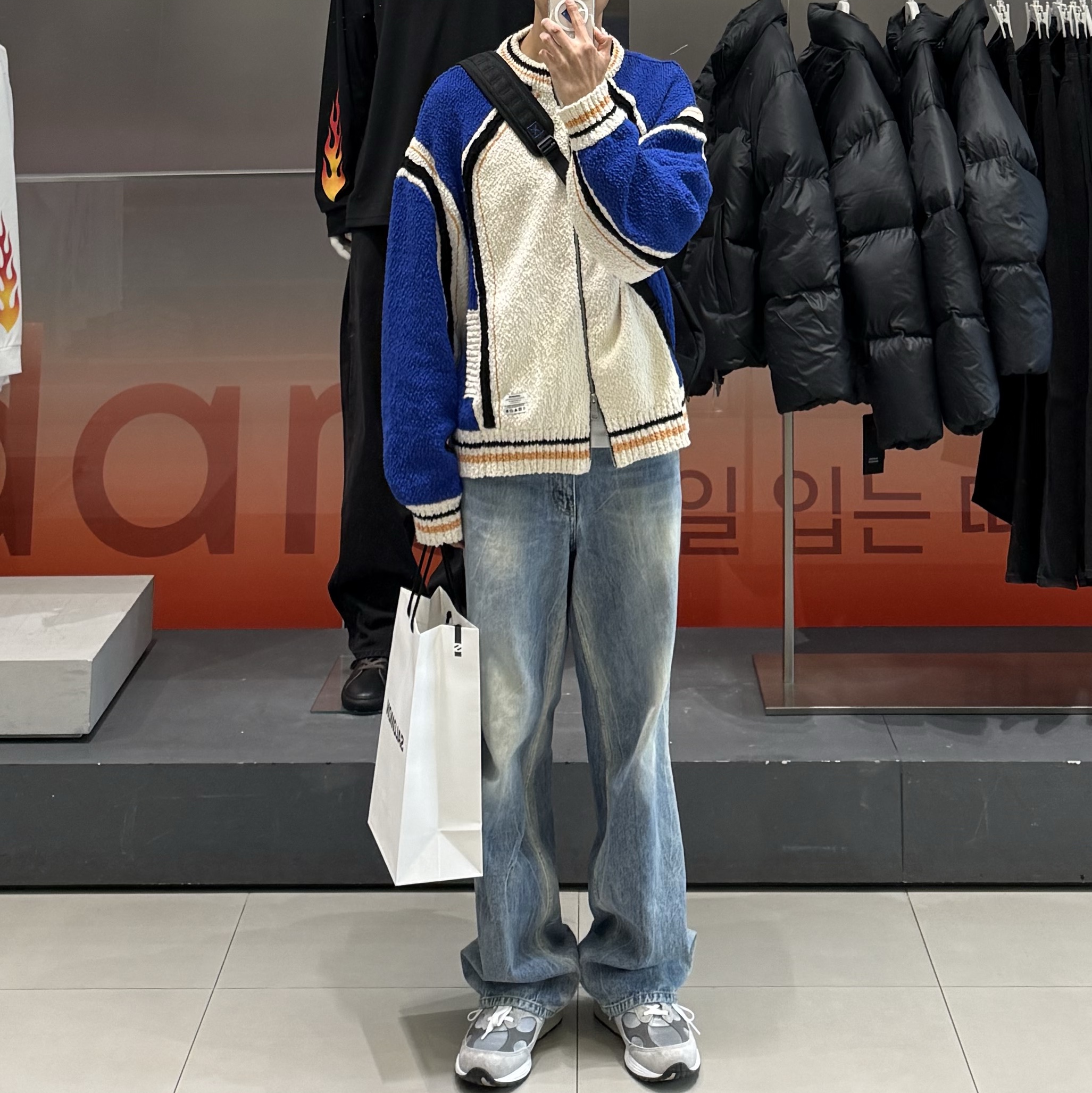 Ader Error Alieb Knit Z-Blue 착용 스타일