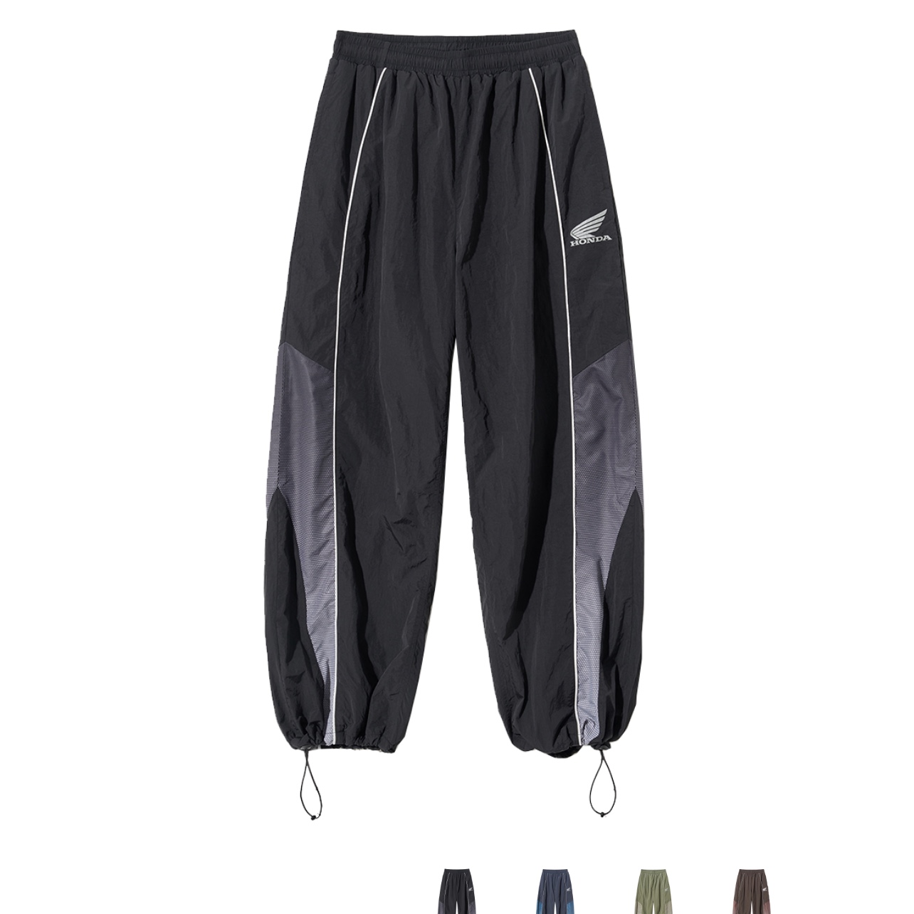 Jordan x Travis Scott Jumpman Jack TR Bright Cactus, Honda Speed Track Solid nylon Pants Black 착용 스타일 - 2