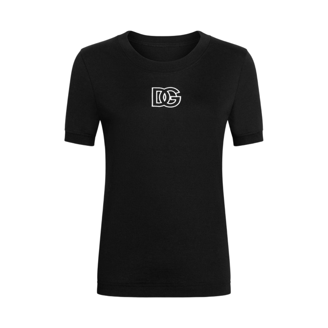 F8N08ZGDC9WN0000 (W) Dolce & Gabbana Perforated DG Embroidery Jersey T-Shirt Black