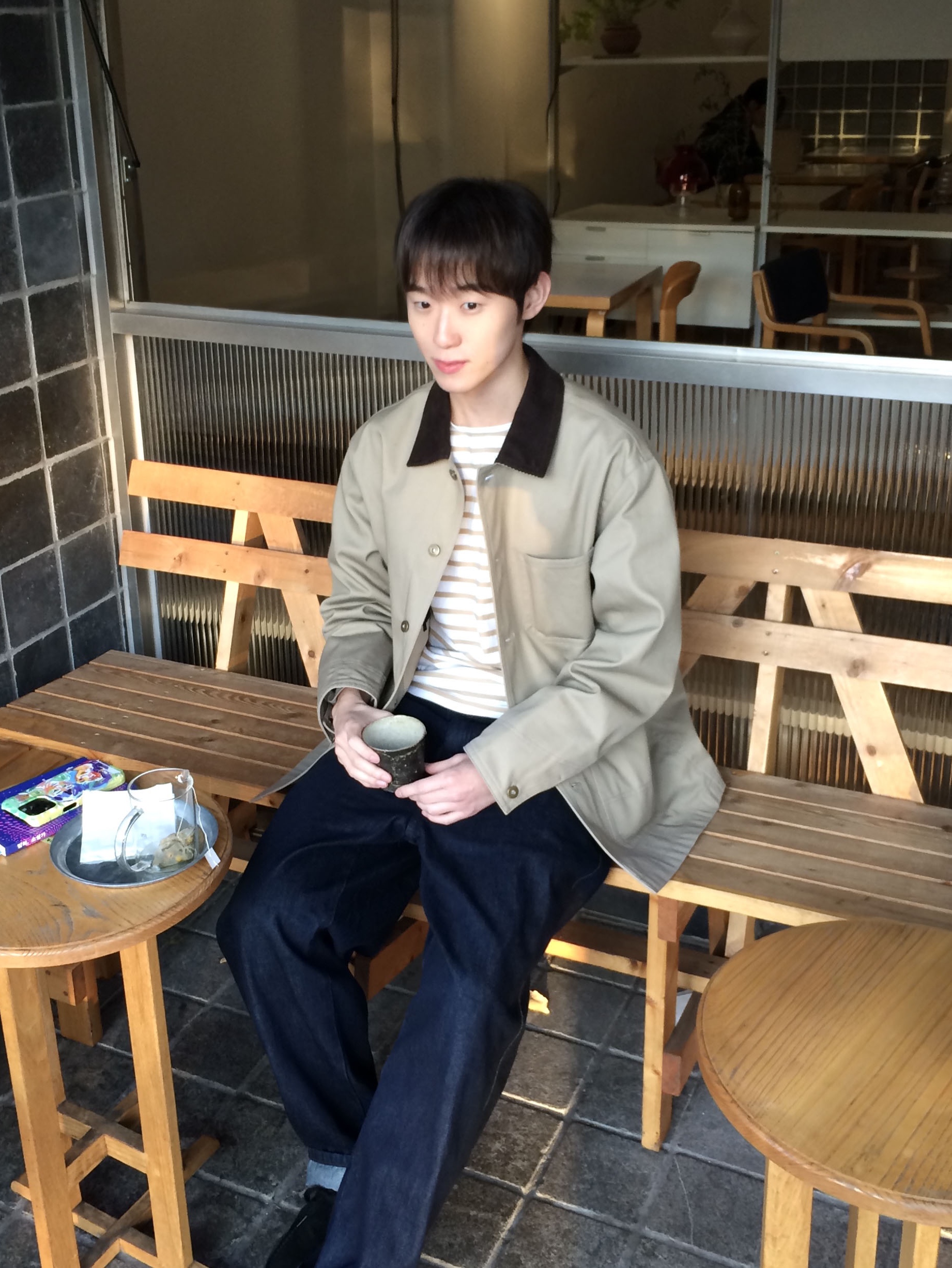 GU Real Leather Moccasin Shoes Black 착용 스타일 - 1