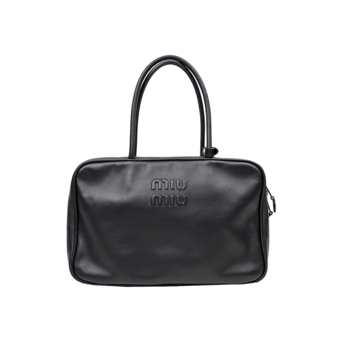 ITCSM8VRVHPC Miu Miu Black Embossed Logo Bowling Bag A-A37700