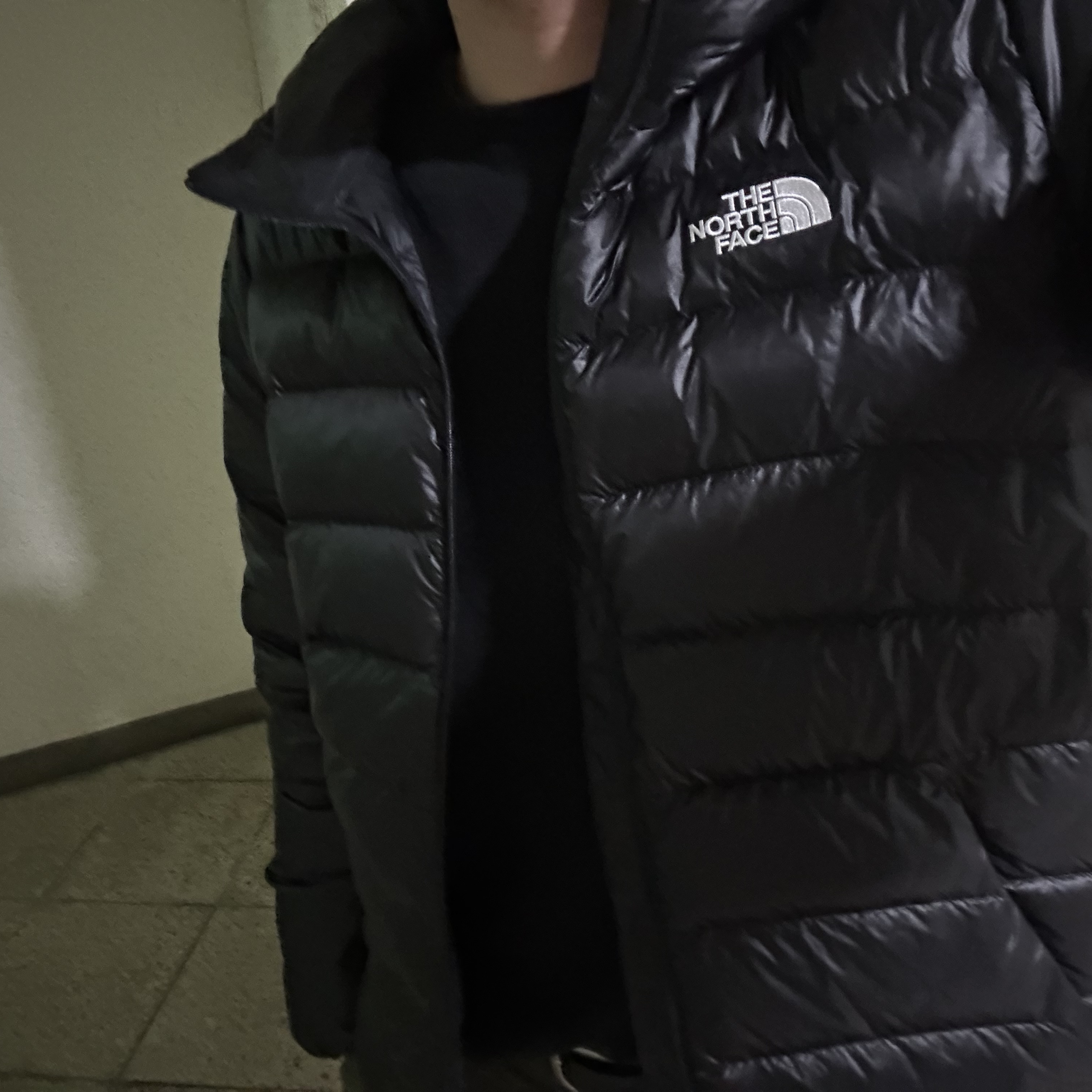 The North Face Matier EX RDS Down Hoodie Black 착용 스타일