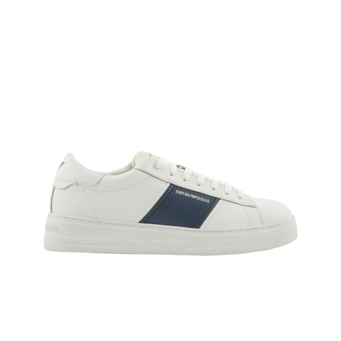 X4X570XN840T849 Emporio Armani Leather Sneakers with Logo Detail Navy Blue