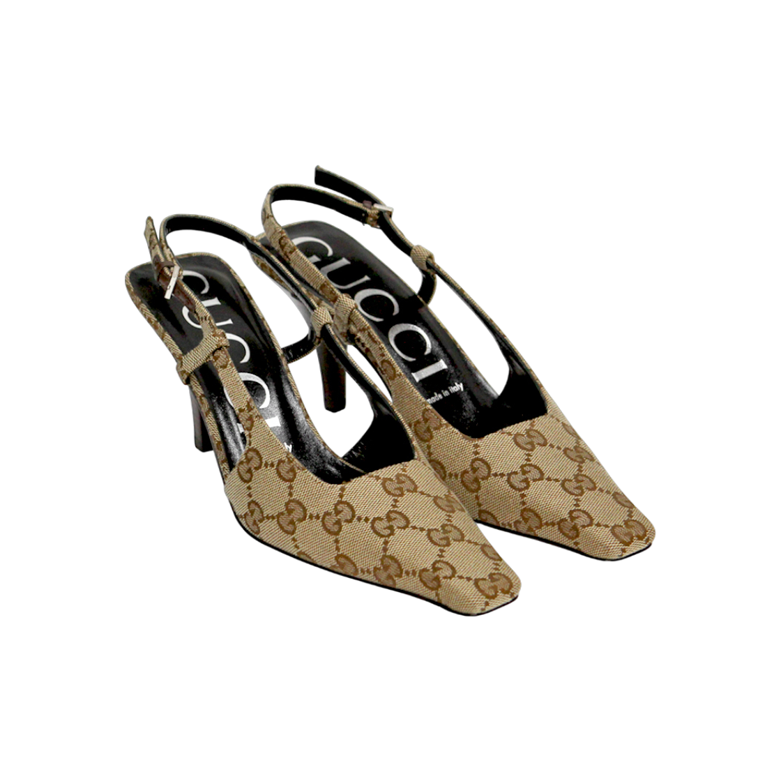 IT2CVLS7LP6L Gucci GG Canvas Slingback Pumps, Size 36.5