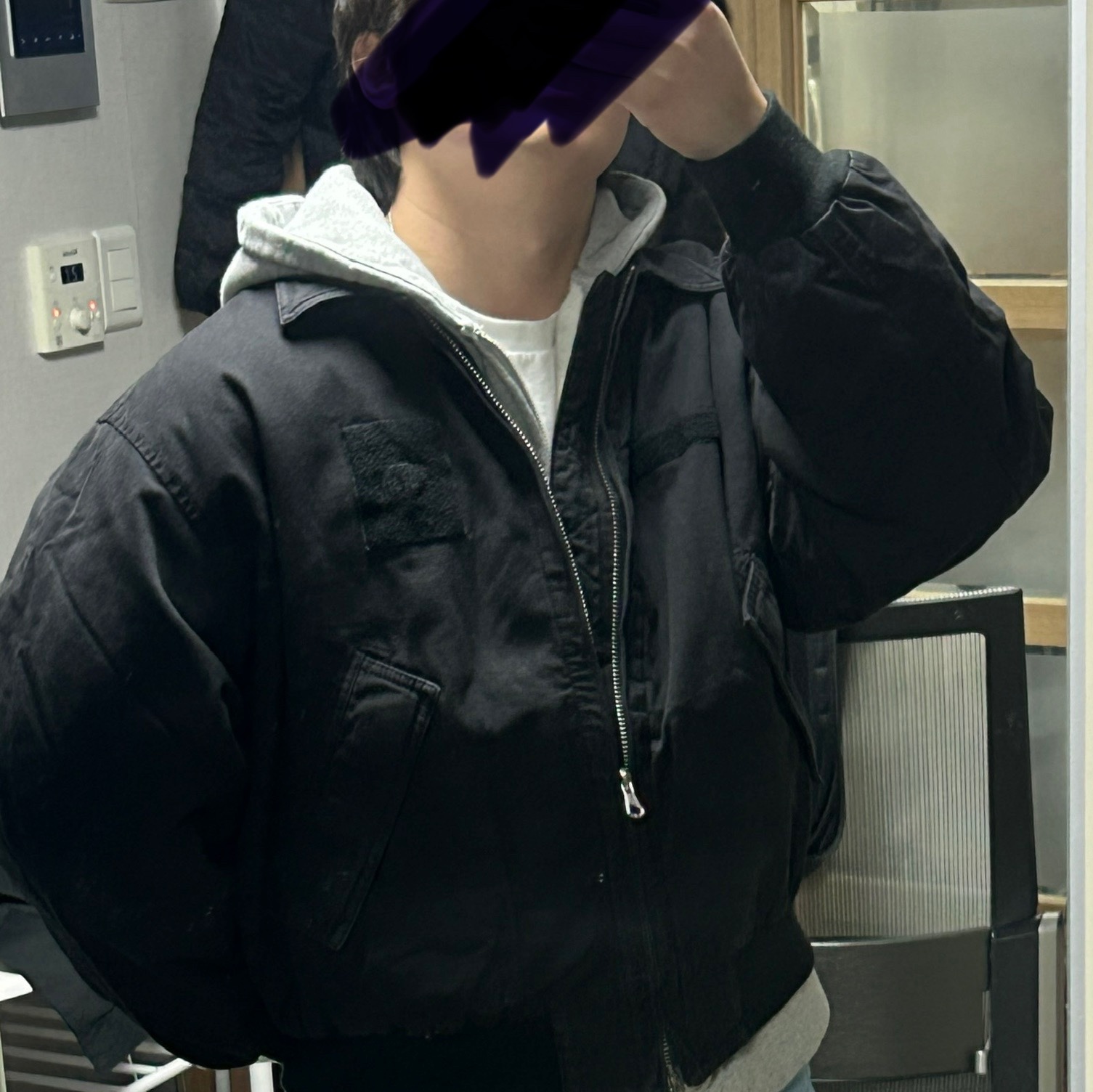 Stussy Flight Bomber Black 착용 스타일 - 4