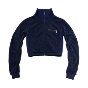 WET TAG High Neck Knit Zip-Up Navy