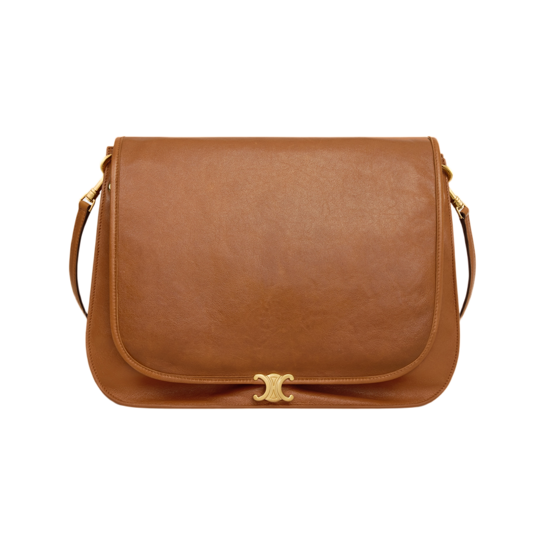 123632T88-GFY5 Celine Besace Soft Triomphe in Supple Shiny Lambskin Soft Tan