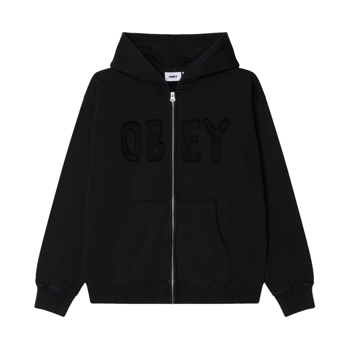오베이 하이브리드 페이디드 집 후드 디지털 블랙 페이디드 워시(Obey Hybrid Faded Zip Hood Digital Black Faded Wash)