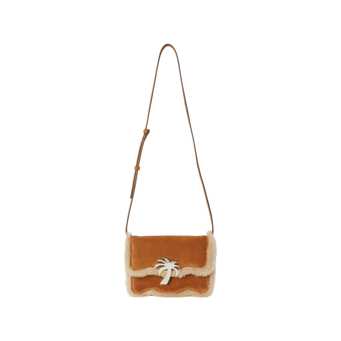 P9G3WMF84 Palm Angels Fur Palm Beach Bag MM Brown