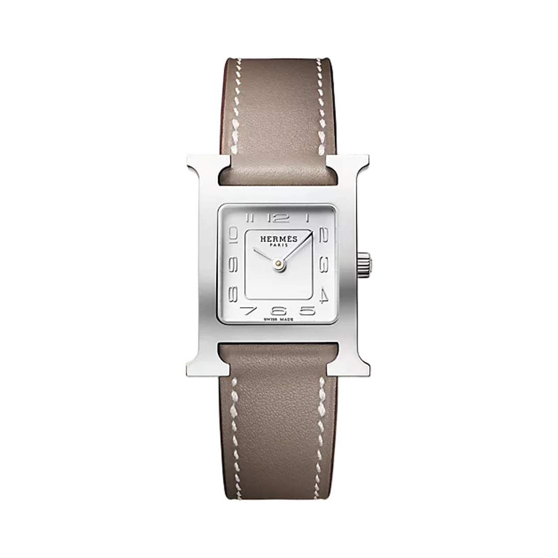 W403486WW00 Hermes Heure H Watch Small Etoupe Swift Strap & Steel