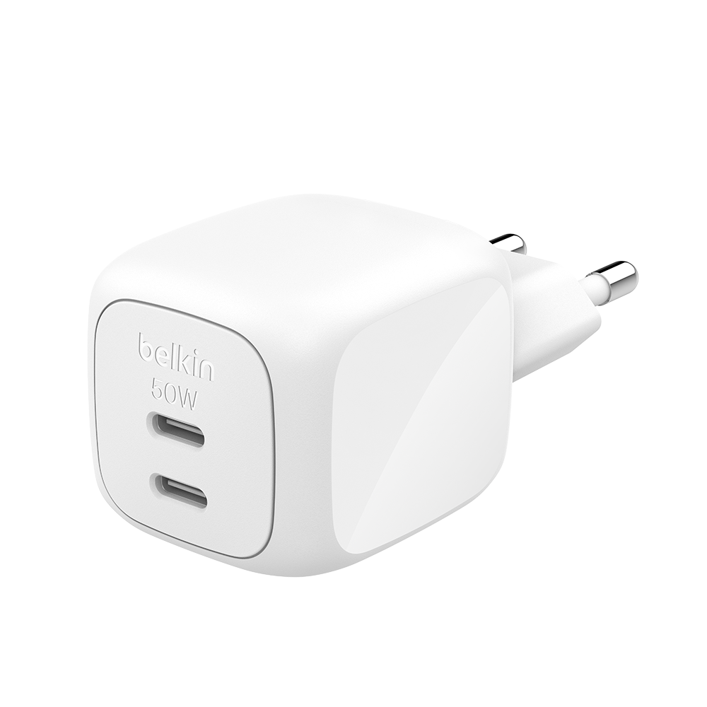 벨킨 50W 듀얼 C타입 GaN ZSP 초고속 충전기 WCH019(Belkin 50W Dual USB-C Type GaN ZSP Quick Charger WCH019)