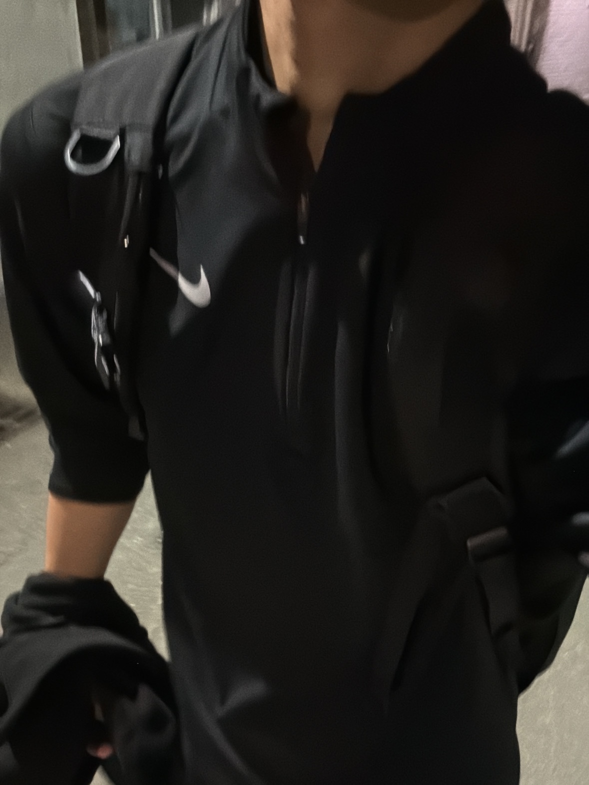 Nike Dri-Fit Element Quarter Zip Running Top Black 착용 스타일