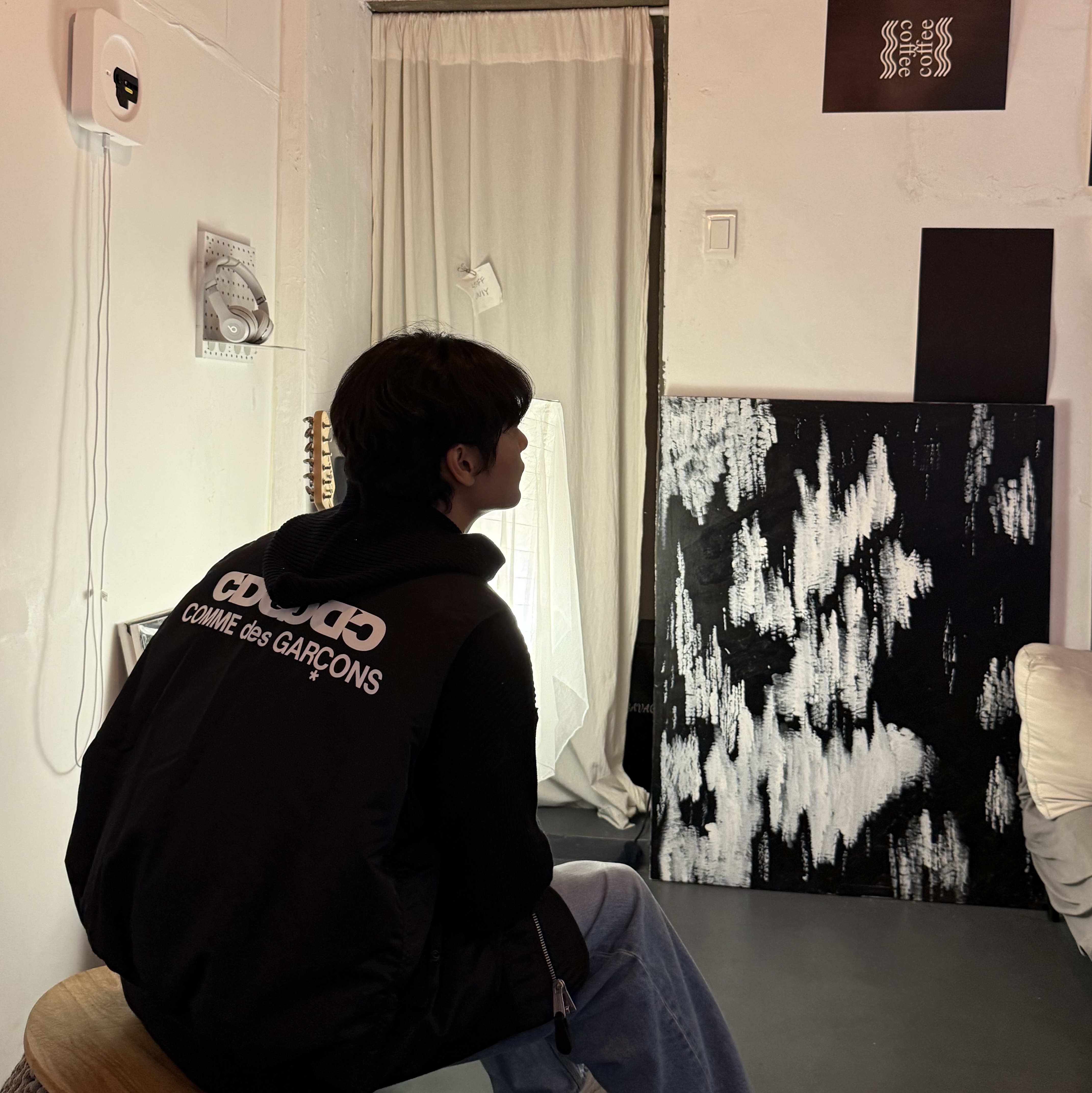 Polyteru Human Index Human Knit Hoodie Black, CDG x Alpha Industries Ma-1 Vest Black 착용 스타일 - 2
