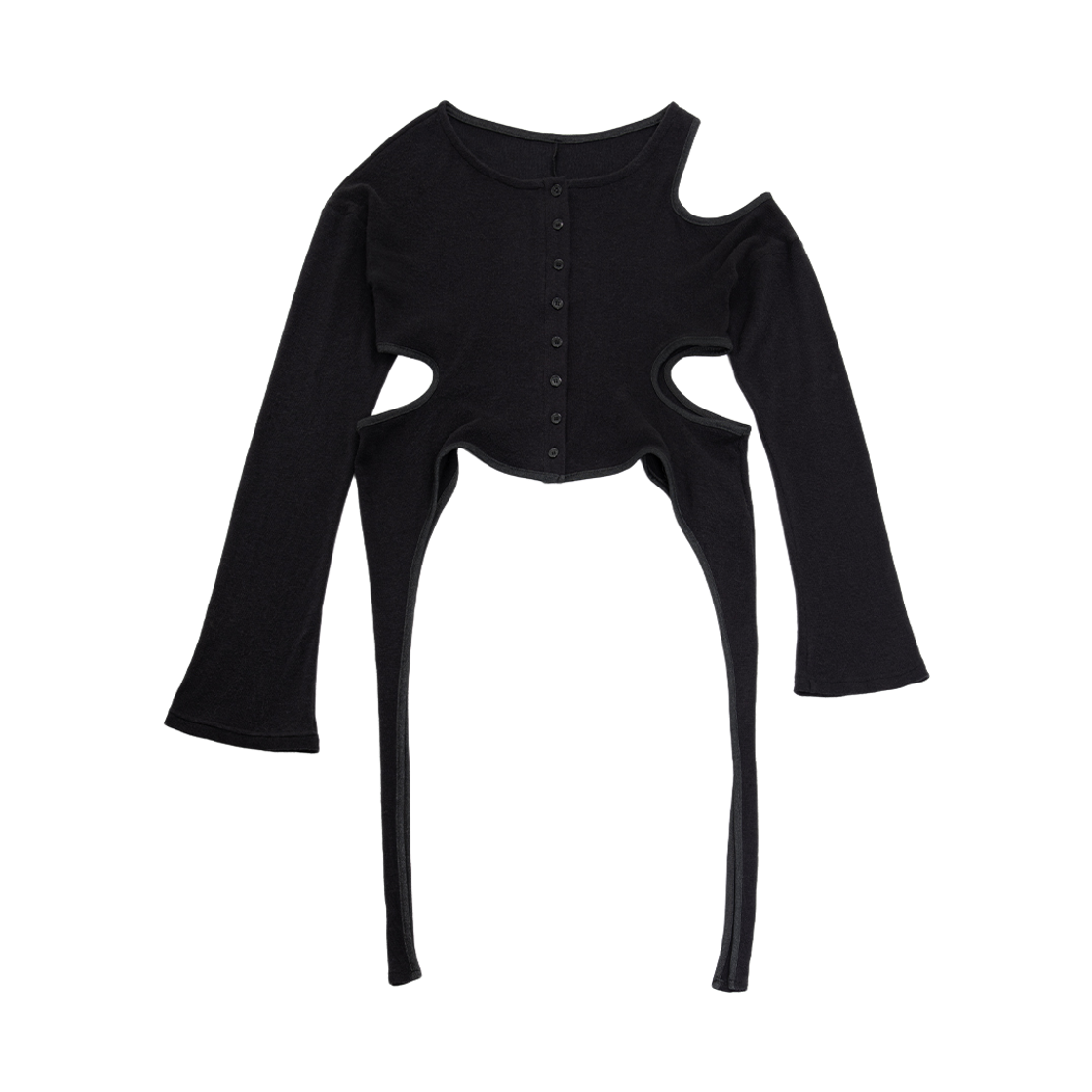 웻태그 컷아웃 사이드 스트랩 가디건 블랙