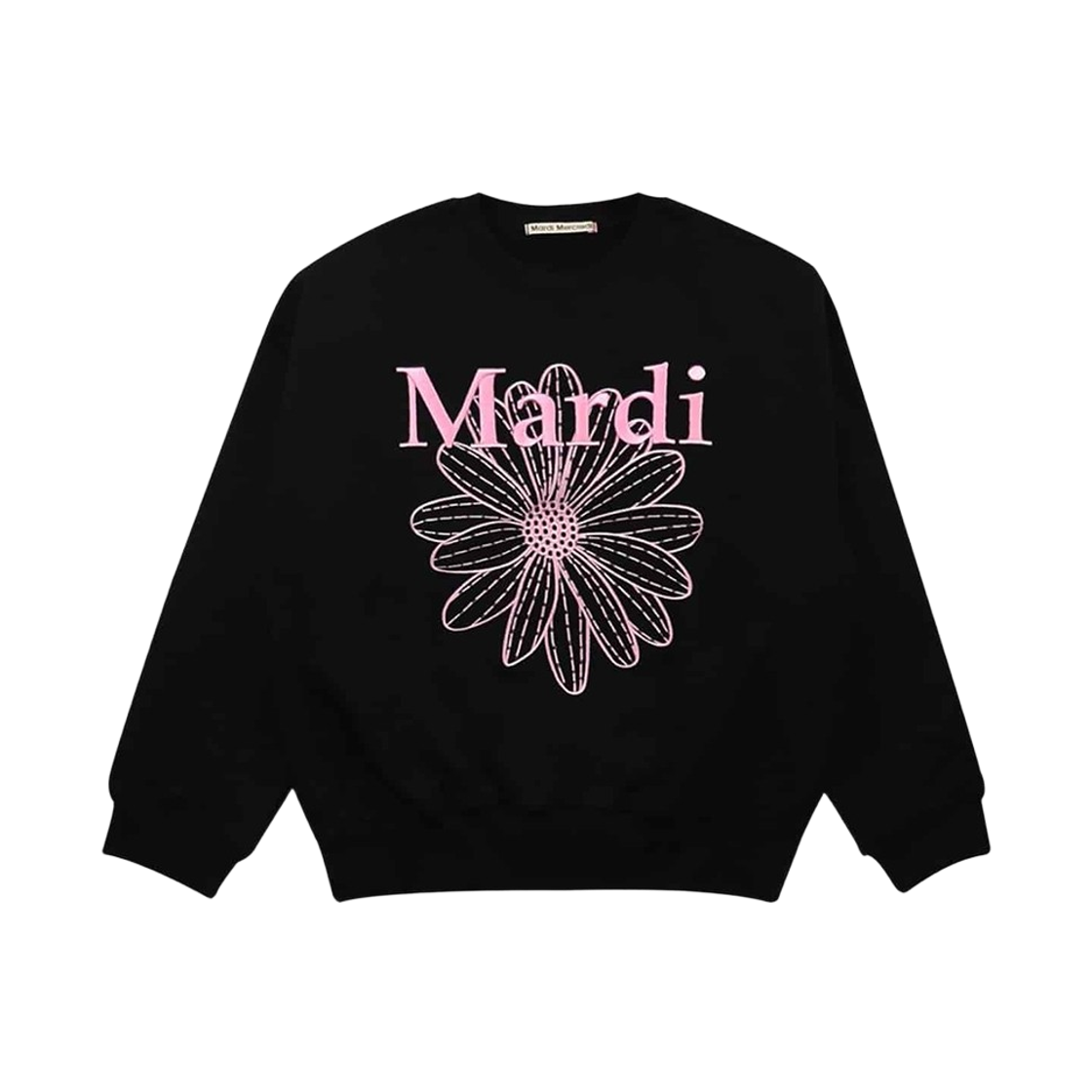 - (W) Mardi Mercredi Flowermardi Needlework Sweatshirt Black Pink