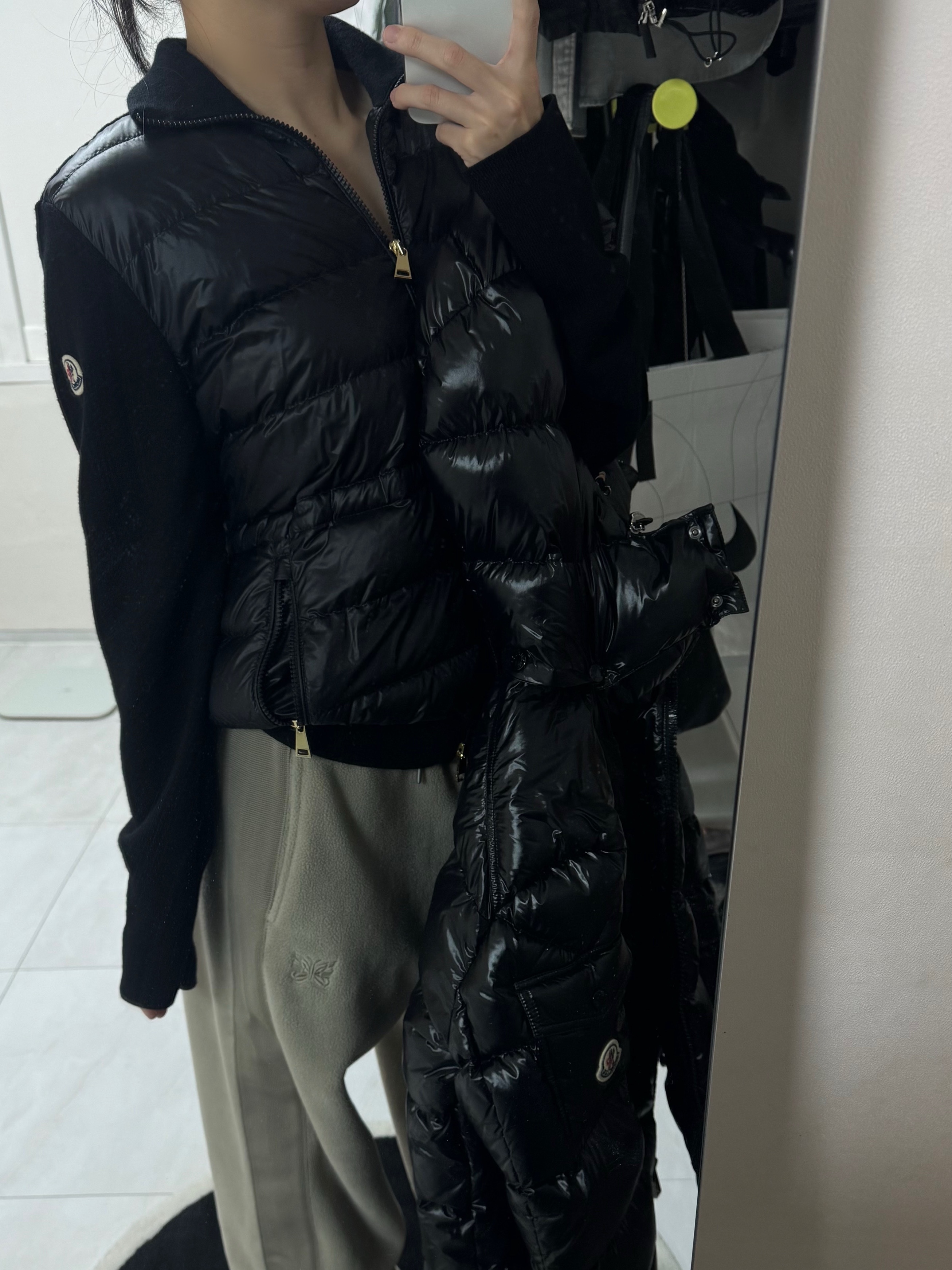 Uniqlo x Needles Fleece Wide Pants Beige - KR 착용 스타일