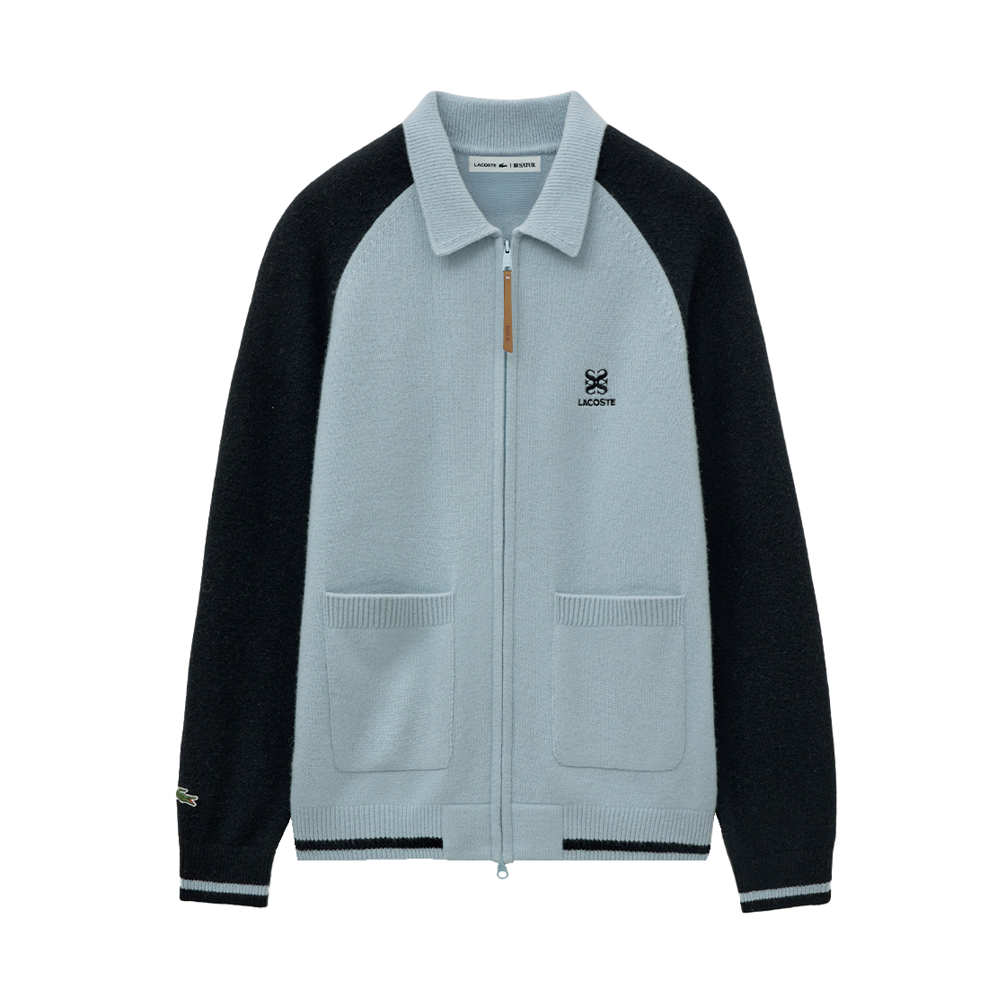 라코스테 X 세터 칼라 니트 집업 블루