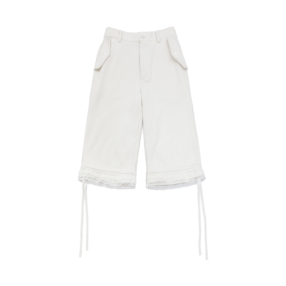 웻태그 레이스 트림 팬츠 화이트