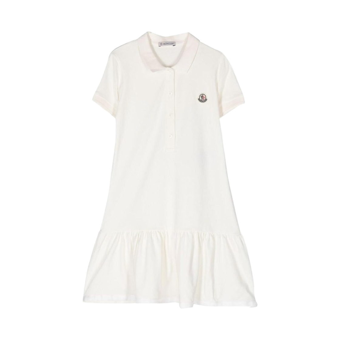 (키즈) 몽클레르 코튼 피케 폴로 셔츠 드레스 화이트 - 24SS((Kids) Moncler Cotton Piquet Polo Shirt Dress White - 24SS) - 1