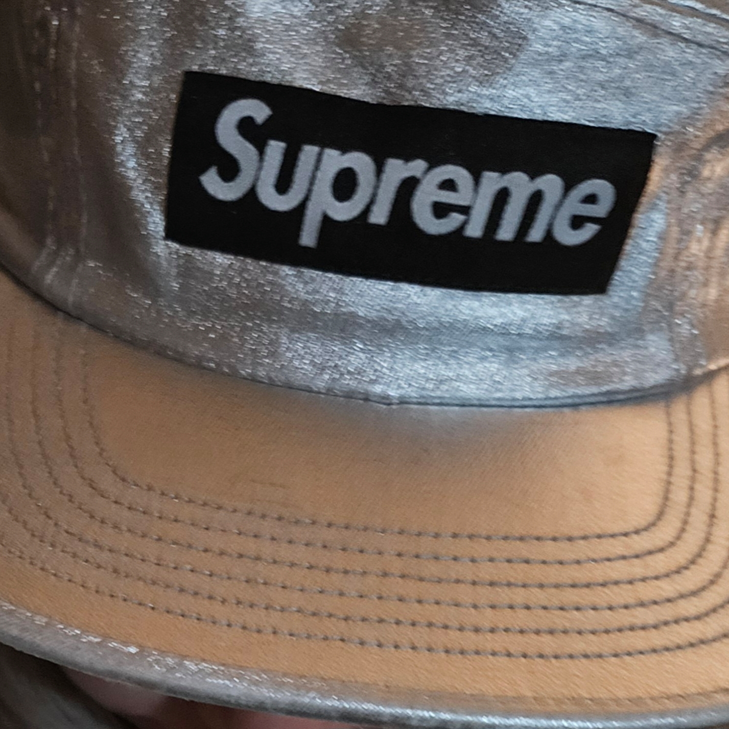 Supreme Washed Chino Twill Camp Cap Silver - 25SS 착용 스타일