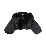 WET TAG Hooded Shearling Bomber Jacket Black