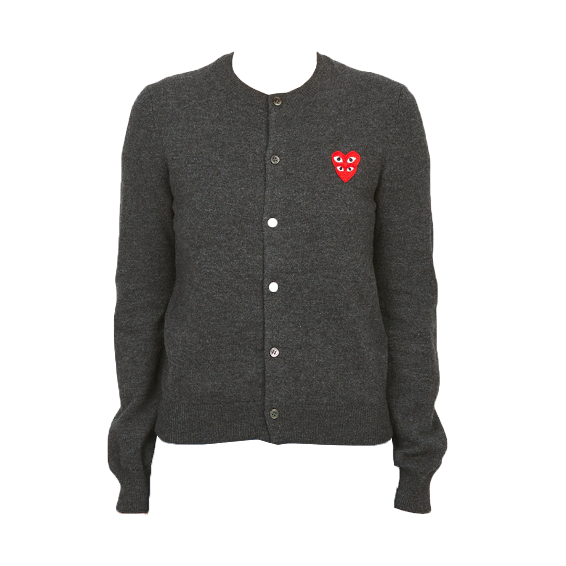 AX-N075-051-2 (W) Play Comme des Garcons Double Heart Cardigan Gray