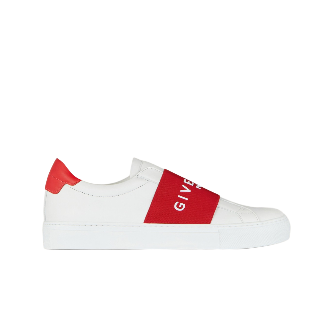 (W) 지방시 엘라스틱 밴드 어반 스트리트 레더 스니커즈 화이트 레드((W) Givenchy Elastic Band Urban Street Leather Sneakers White Red)