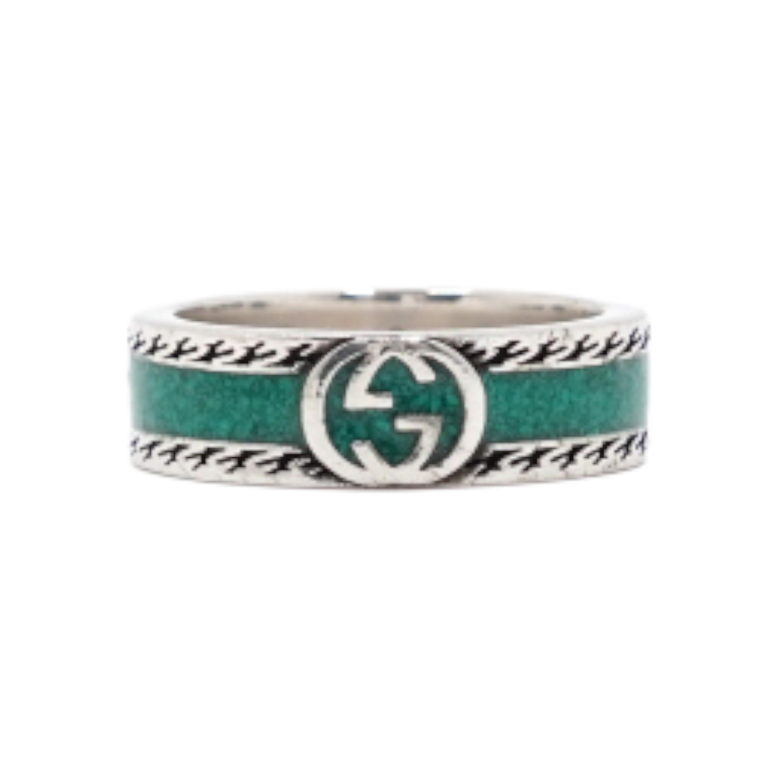 IT2HH28CTTH4 Gucci Interlocking G Turquoise Enamel Blue Silver Unisex Ring Sizes 13/14