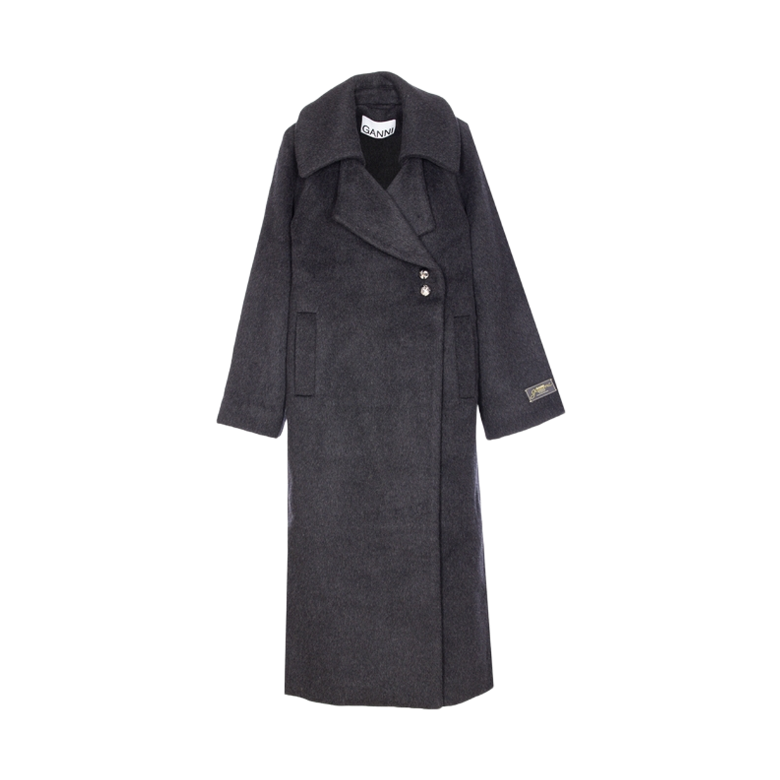 (W) 가니 더블 브레스티드 울 코트 팬텀((W) Ganni Double Breasted Wool Coat Phantom)