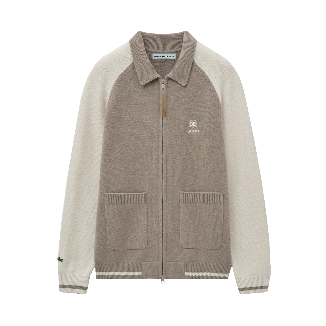 라코스테 X 세터 칼라 니트 집업 브라운