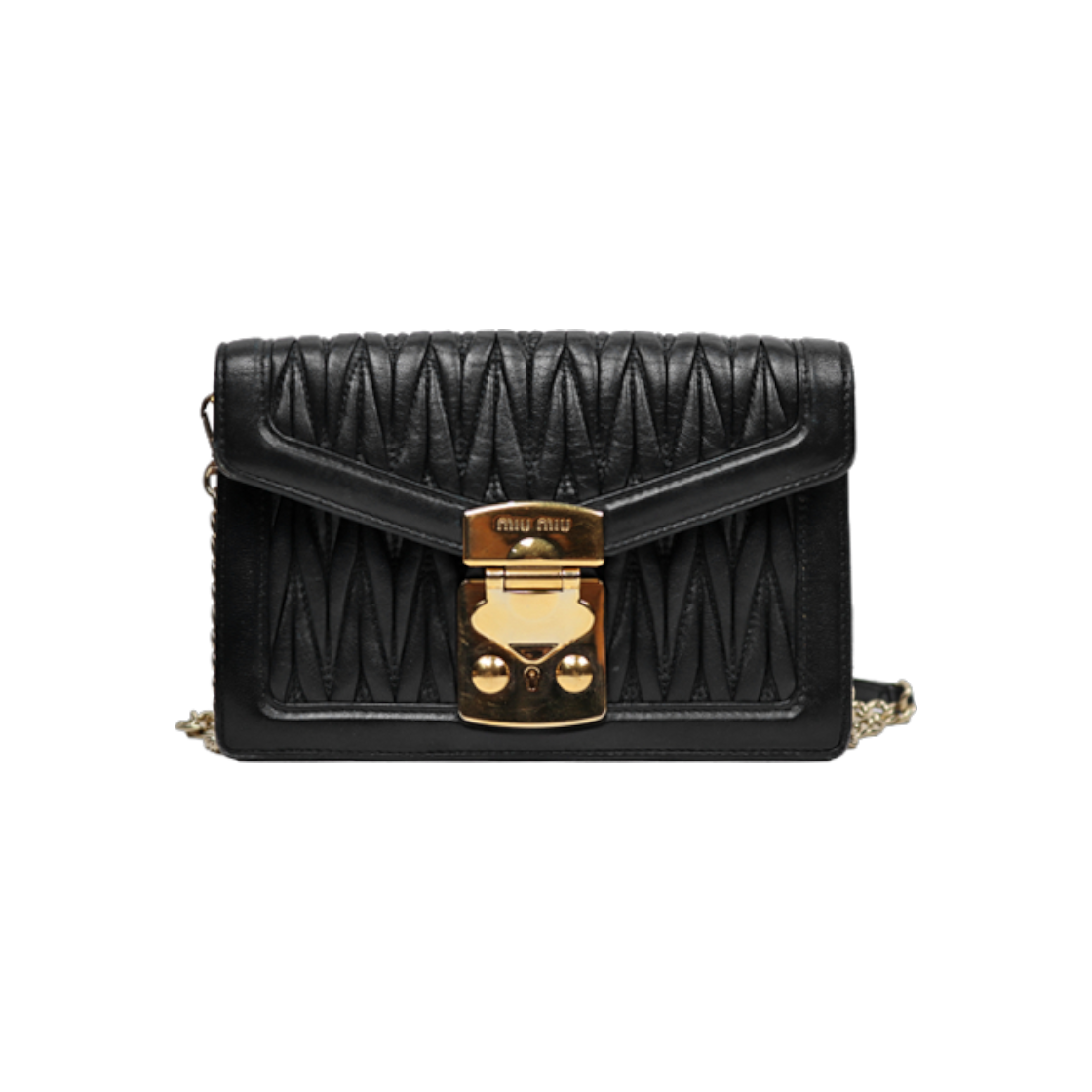 ITLAB4963WNF Miu Miu Black Matelasse Chain Crossbody Bag A-A40221