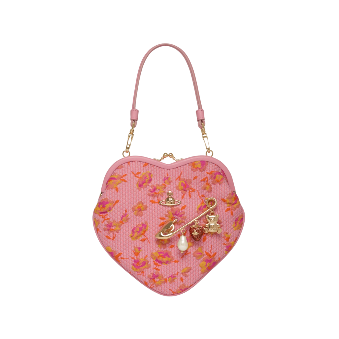 (W) 비비안 웨스트우드 x 나나 벨 하트 Frmae 퍼스 핑크((W) Vivienne Westwood x Nana Belle Heart Frmae Purse Pink) - 1