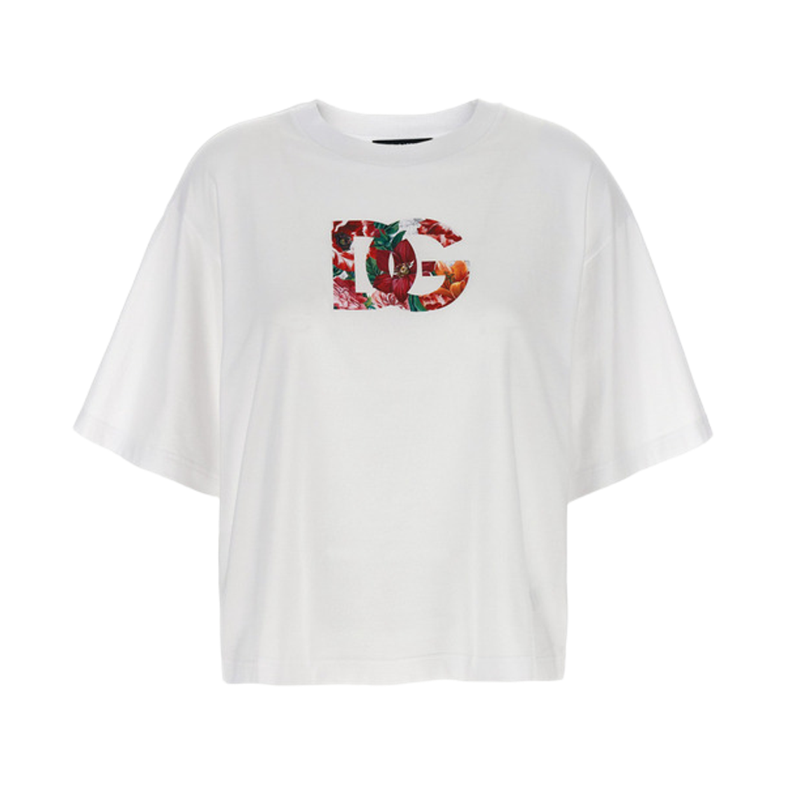 F8V57TGDC7SW0800 (W) Dolce & Gabbana Flower Logo Cotton T-Shirt White