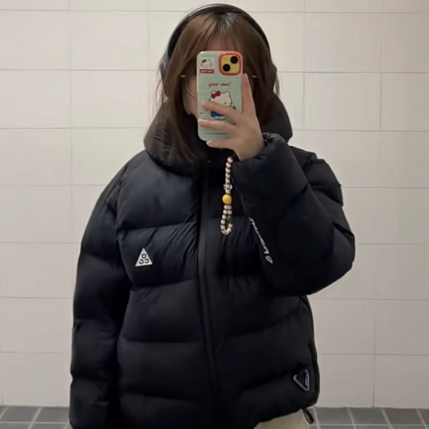 (W) Nike ACG Lunar Lake Primaloft Therma-Fit ADV Loose Hooded Jacket Black Summit White - Asia 착용 스타일