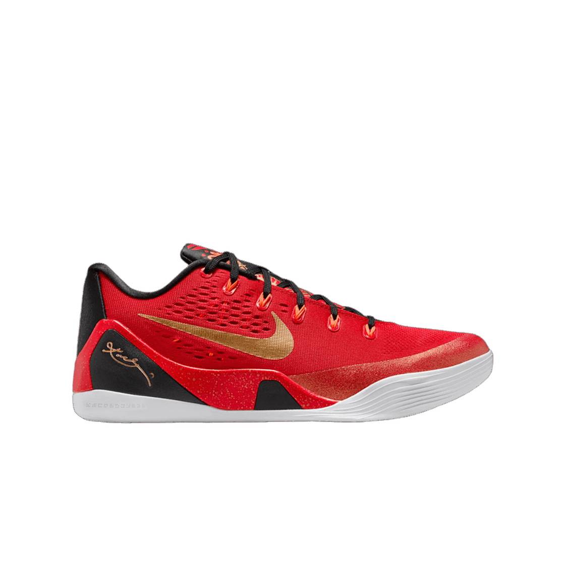 나이키 코비 9 로우 프로트로 EM 유니버시티 레드 앤 메탈릭 골드(Nike Kobe 9 Low Protro EM University Red and Metallic Gold)