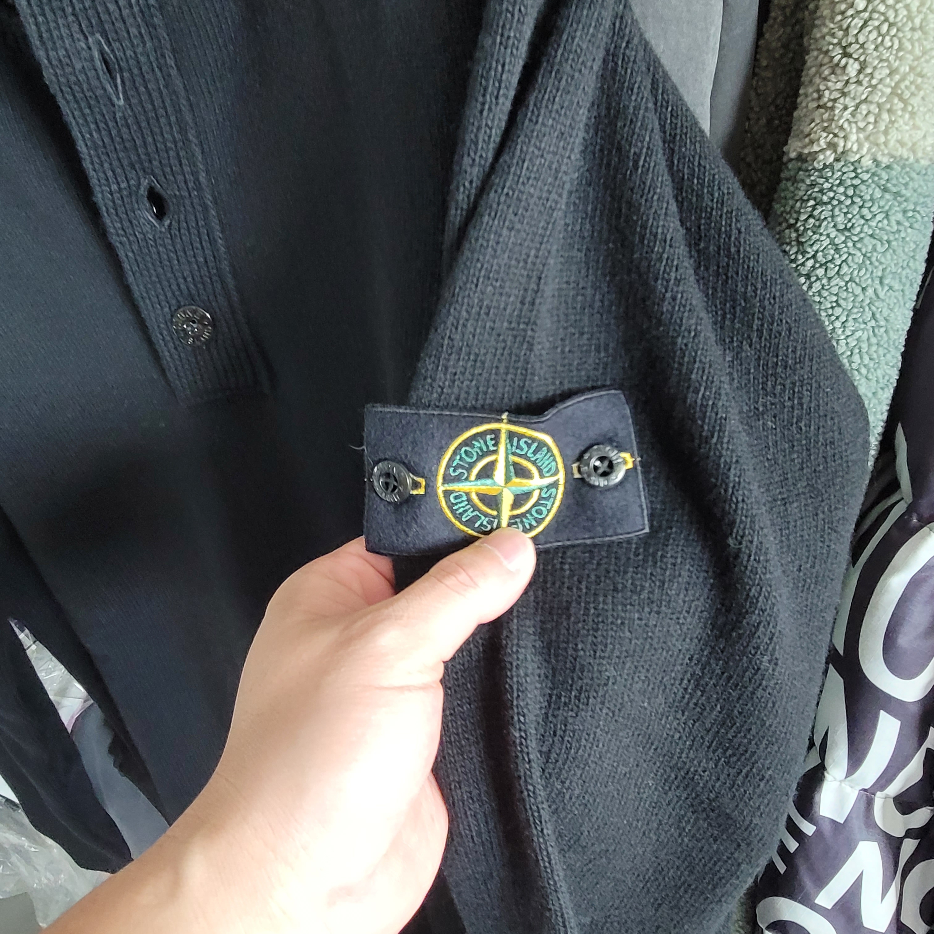 Stone Island Half Zip Up Knitwear Black - 25FW 착용 스타일 - 2