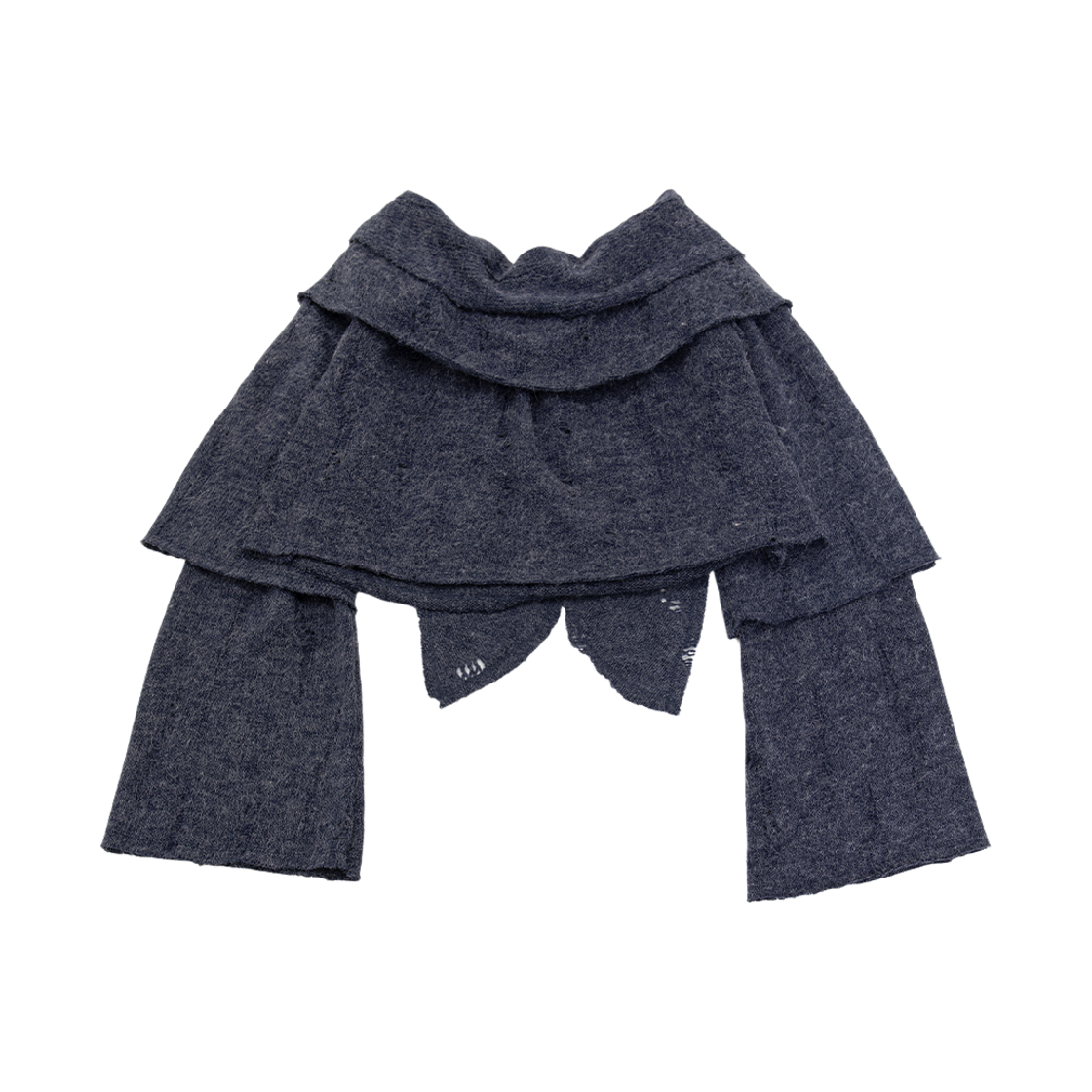 웻태그 더블 레이어 데미지 크롭 니트 블루