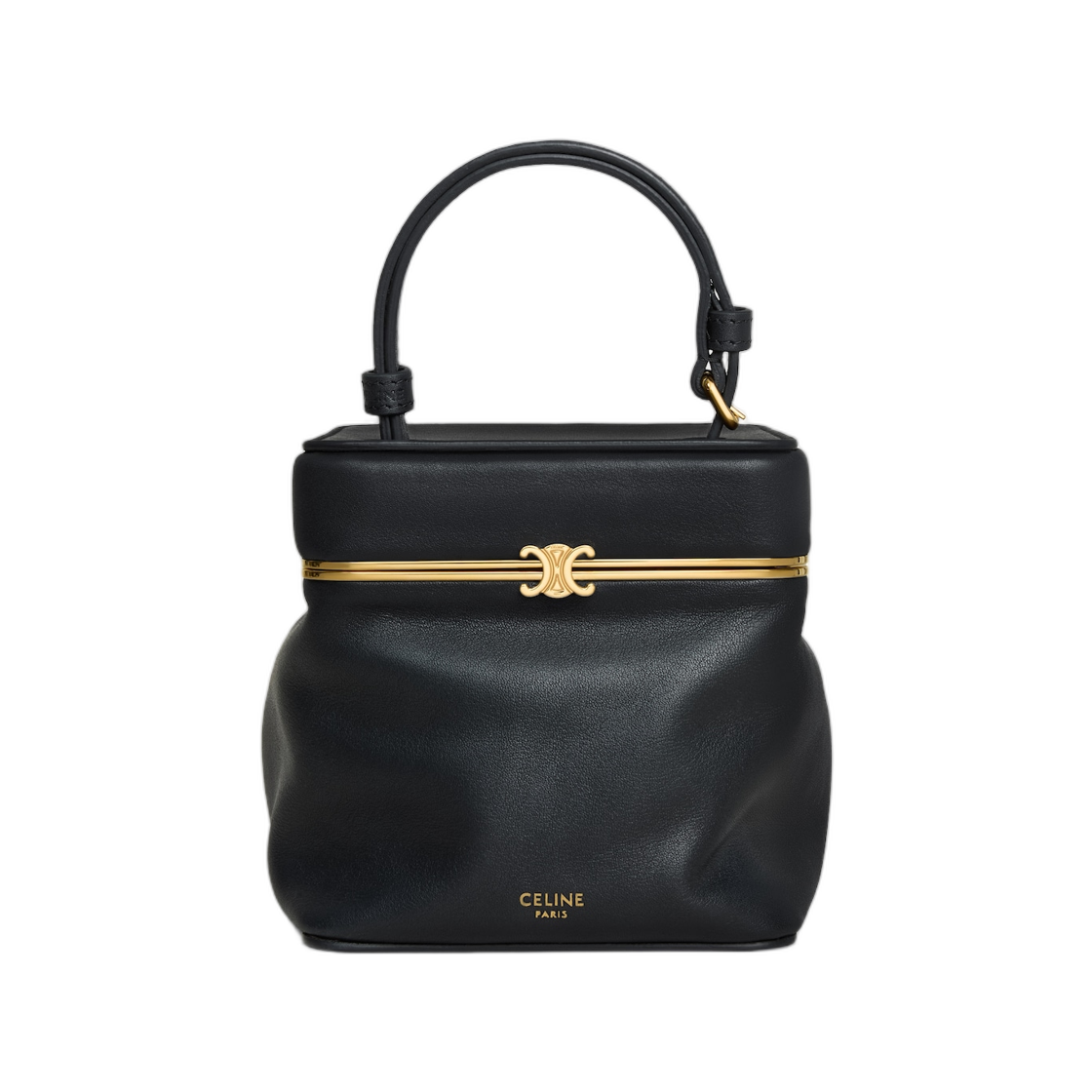 124232J75-38NO Celine Small Triomphe Frame in Supple Calfskin Black