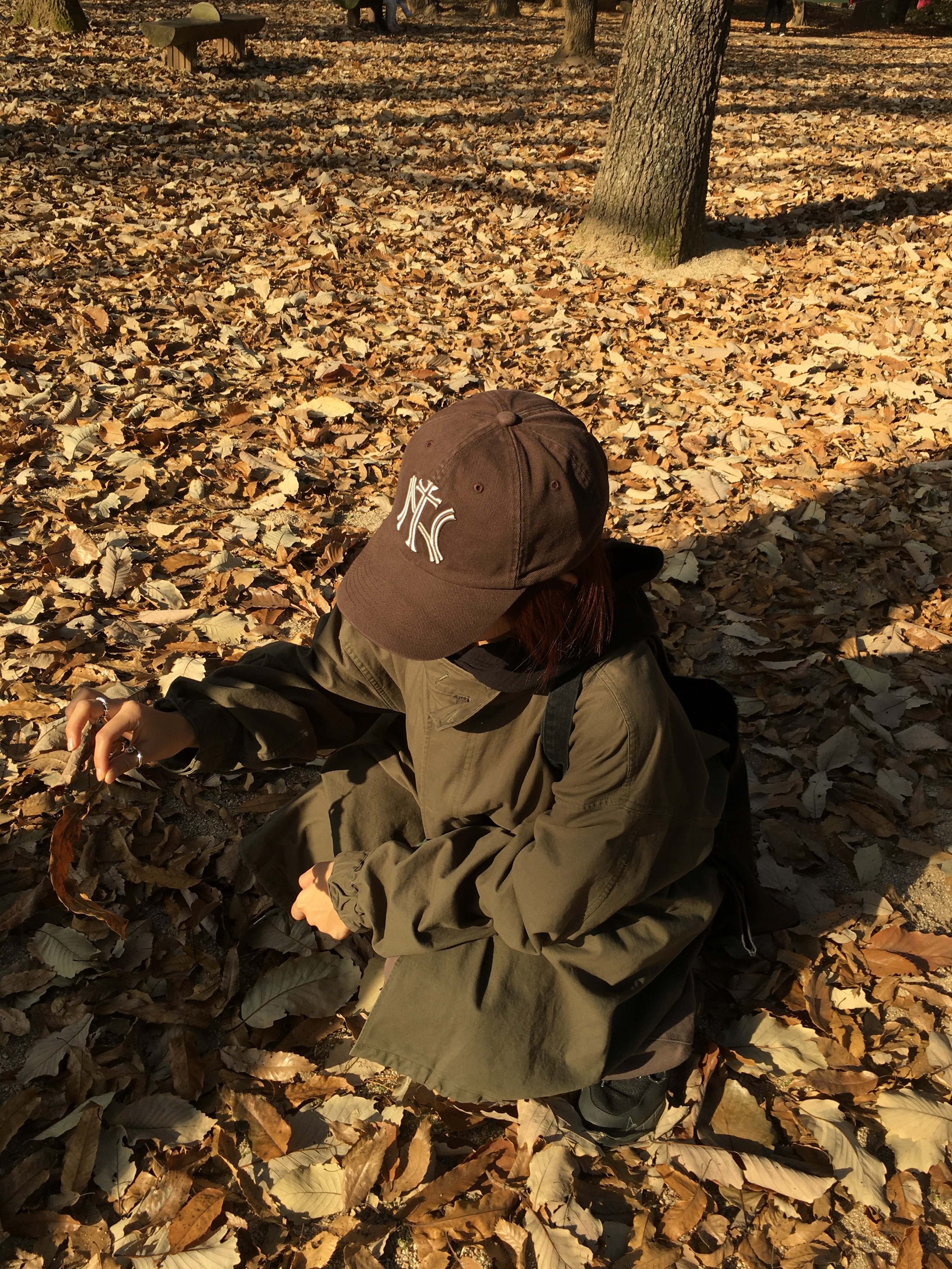 ETCE Ny Cross Washed Cap Brown 착용 스타일
