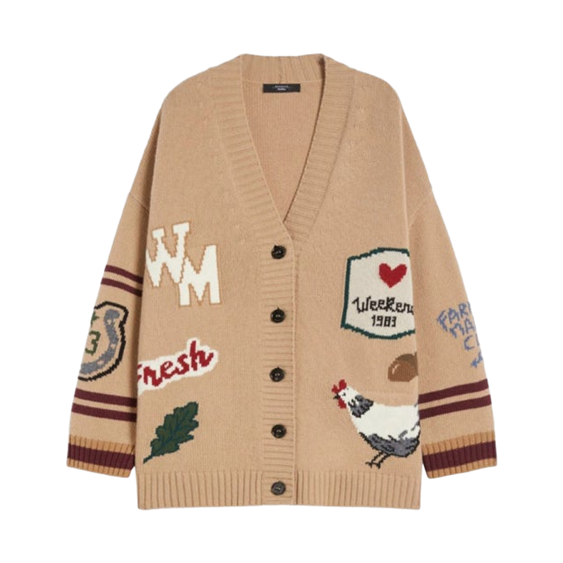 BELGIO-004 (W) Weekend Max Mara Belgio Wool Knit Oversized Cardigan Beige