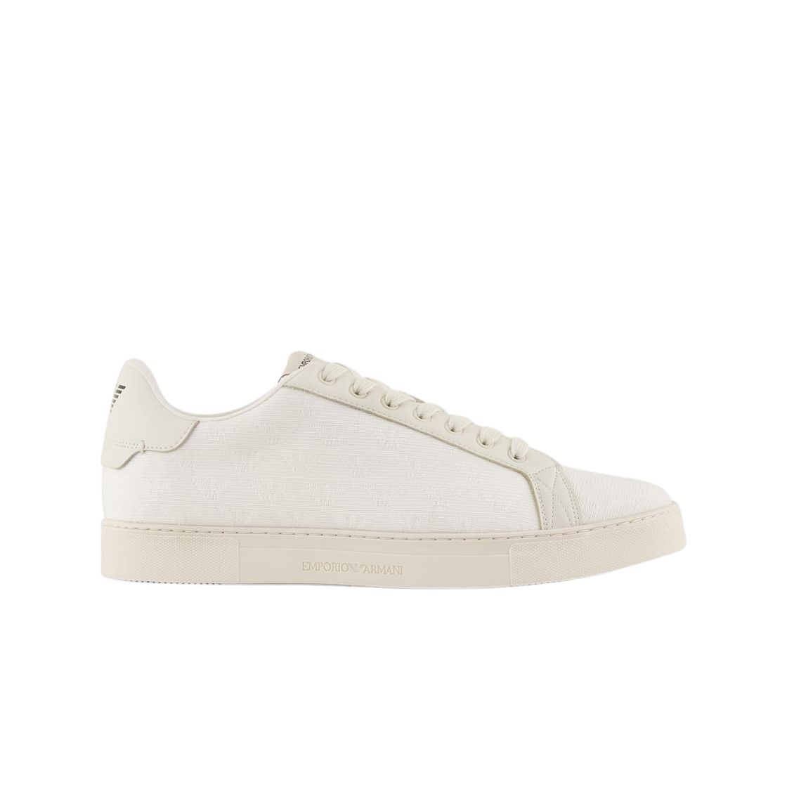 X4X316XM741M801 Emporio Armani Nylon Sneakers with Jacquard All-Over Eagle White