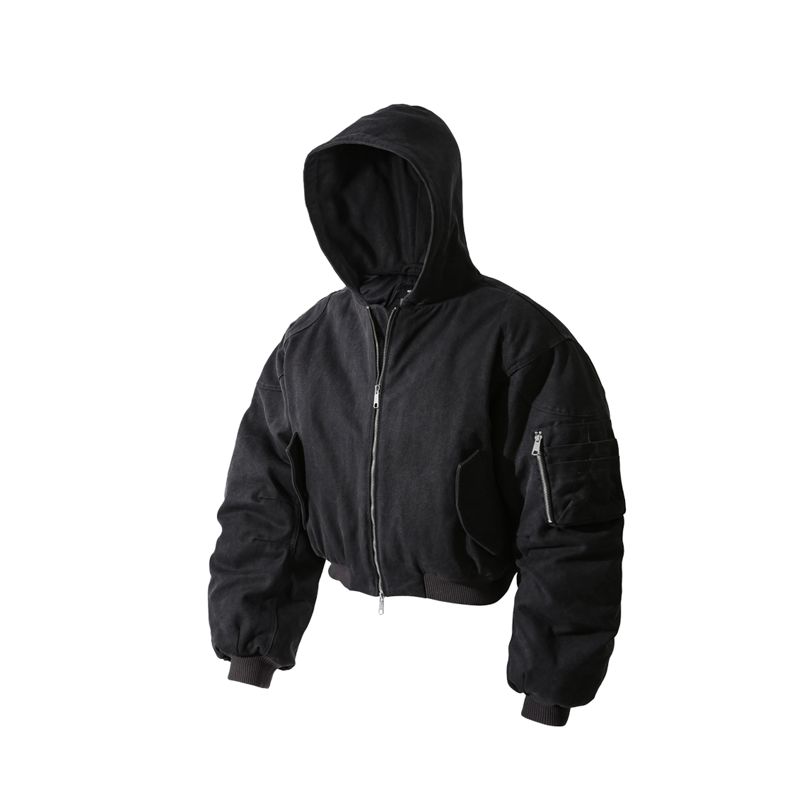 로어링라드 워시드 후드 봄버 자켓 에쉬 블랙(ROARINGRAD Washed Hooded Bomber Ash Black)